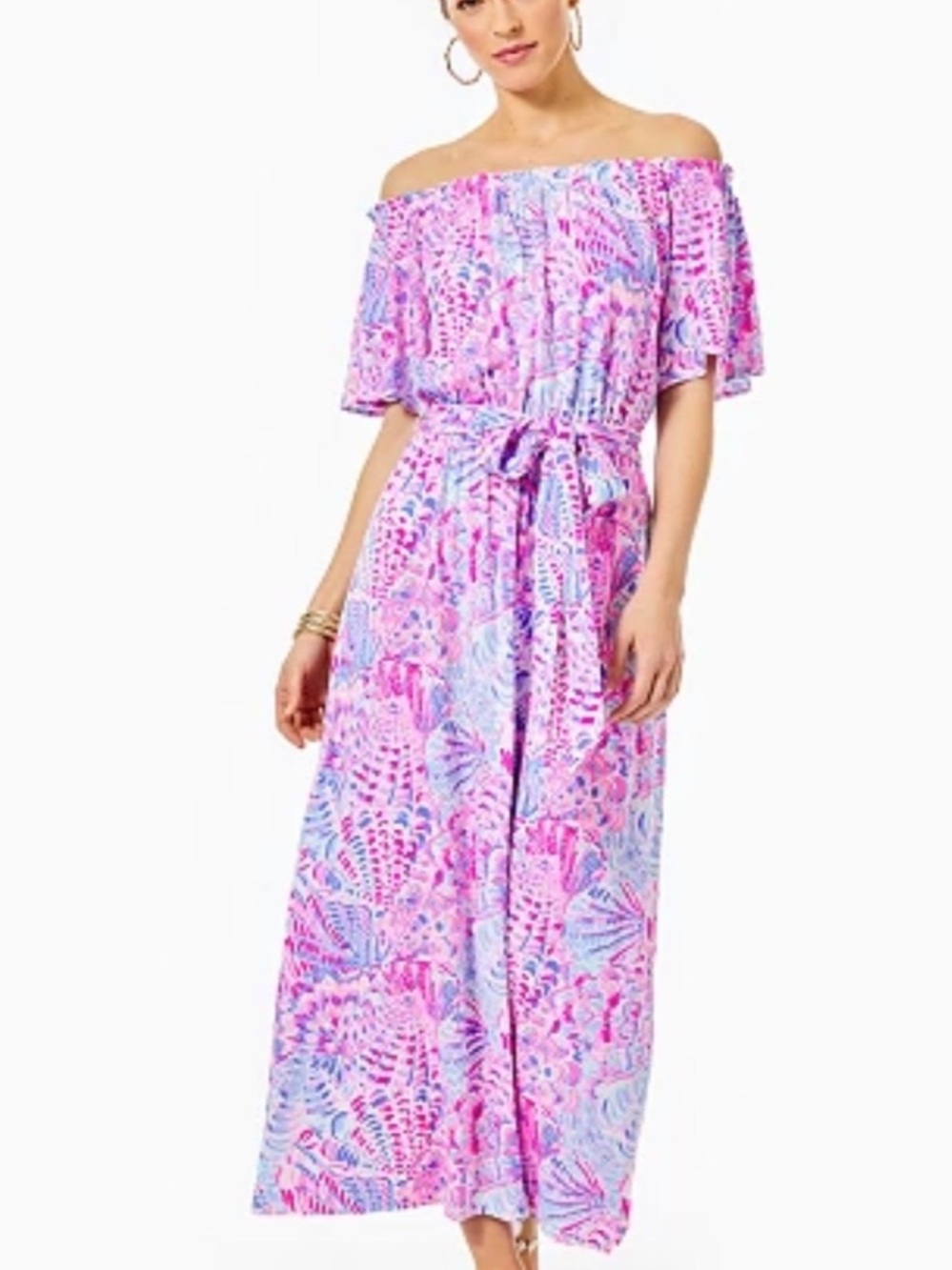 Lilly Pulitzer "Moriah" Off-The-Shoulder Midi Dress